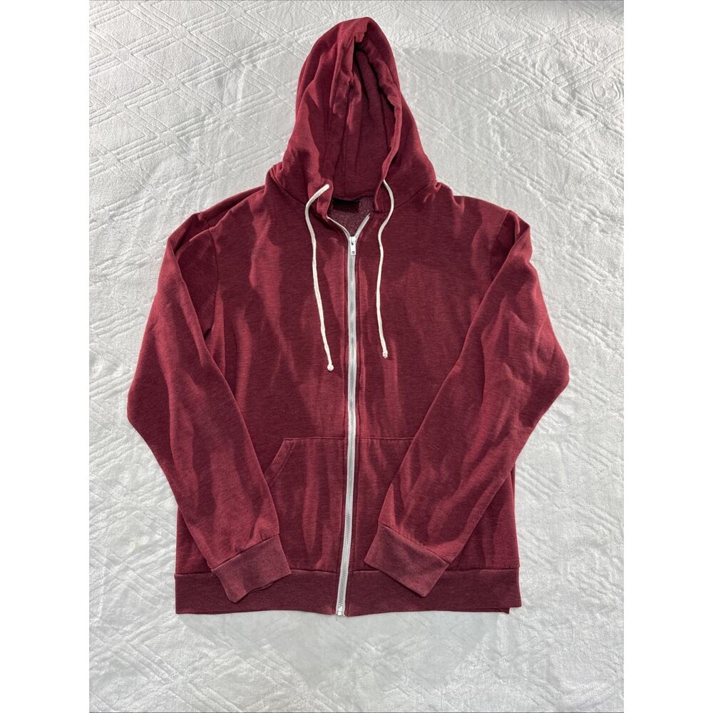 True Classic Hoodie Mens X-Large Red Long Sleeve Full Zip Fleece Sweatshirt